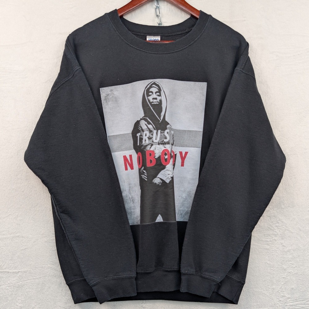 VTG 2Pac Trust Nobody Sweatshirt Men's Large Black Hip Hop Grunge Streetwear Y2K